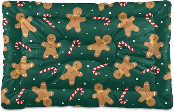 Christmas Gingerbread Man Pet Bed Cute Dog Bed Mat Absorbing Non Slip Pad Pet Sleeping Mat for Small, Medium, and Large Dogs Puppy Cat 24 in x 18 in