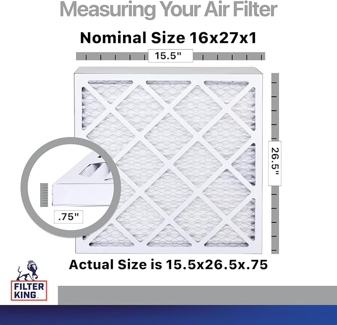 Filter King 16x27x1 Air Filter | 4-PACK | Carbon MERV 8 HVAC Pleated A/C