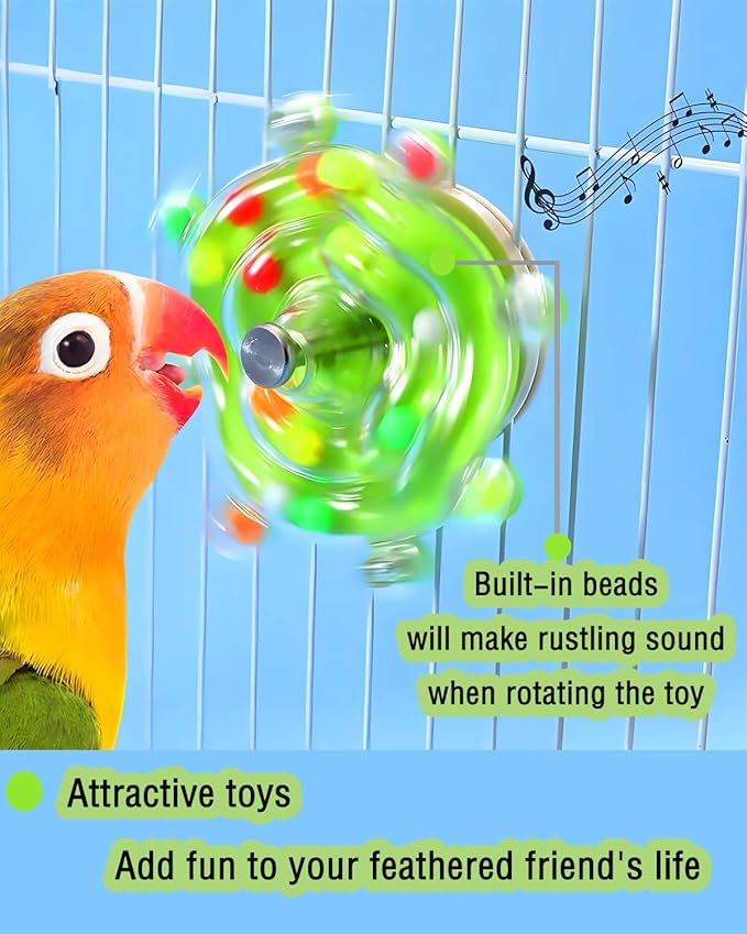 Bird Toys, 1PC Conure Rotating Wheel Toy Parrot Spinner Toys Parakeet Toys Bird Hanging Toys Bird Cage Accessories for Cockatiels Lovebirds Parrotlets Small-Medium Birds
