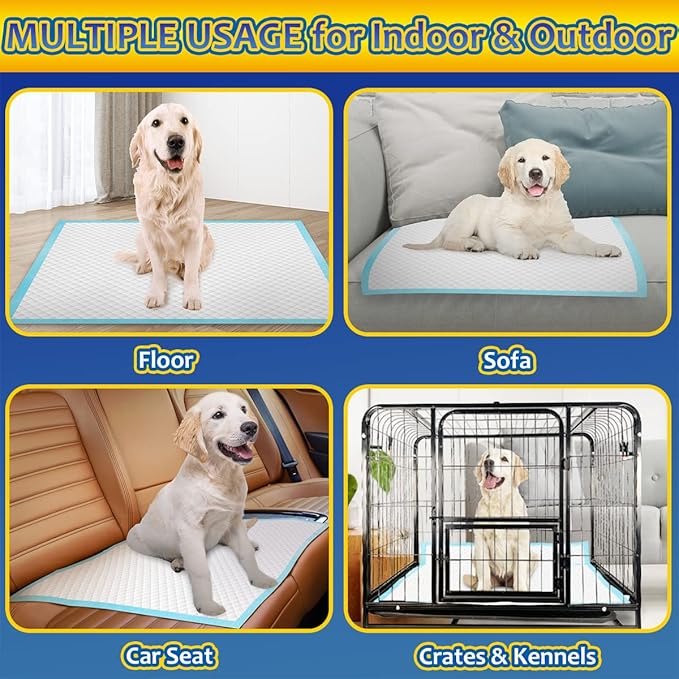 Puppy Pads 120 Pack, 30"x36" Extra Large Dog Pads, Thicken Dog Training Liners for Indoor, Outdoor Use, Heavy Absorbent Pee Underpads for Doggy, Doggies XLarge, Blue