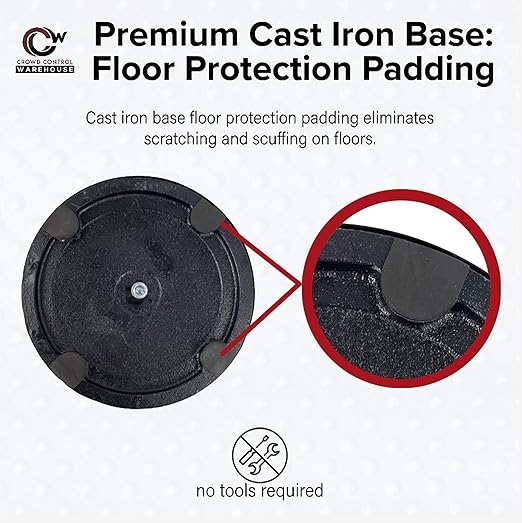 Crowd Control Warehouse CCW Set of 2 Dual Retractable Belt Barrier Stanchion, Cast Iron Base Black Post, IRBB-100D (7.5 Belt, Green and White Diagonal Belt)