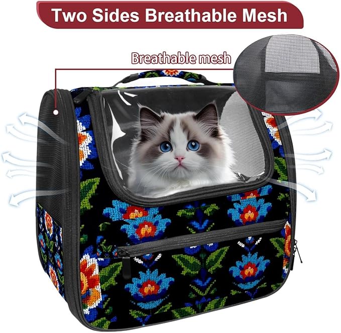Motifs African Boho Paisley Floral (23) Transparent Pet Carrier for Travel Hiking for Kitty Small Dog