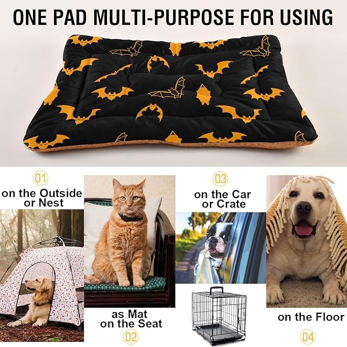 Pet Bed Halloween Bats Dog Bed Mat Absorbing Non Slip Pad Pet Sleeping Mat for Small, Medium, and Large Dogs Puppy Cat 36 in x 24 in