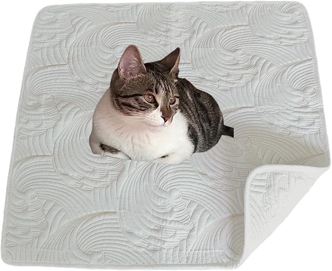 Washable Pet Pads for Small Dogs/Cats - 28" x 28", Multi-Layer Fabric Pet Mat Bed with Waterproof Backing Sofa Chair Cover Furniture Protector - Anti Cat Pee and Scratch, White