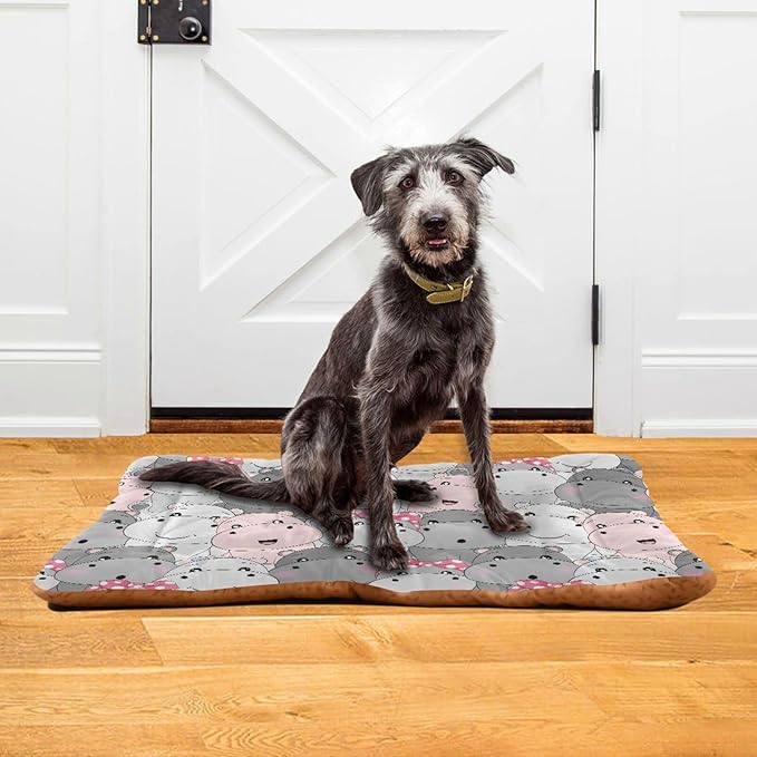 Hippo Cartoon Pet Bed Cute Dog Bed Mat Absorbing Non Slip Pad Pet Sleeping Mat for Small, Medium, and Large Dogs Puppy Cat 24 in x 18 in