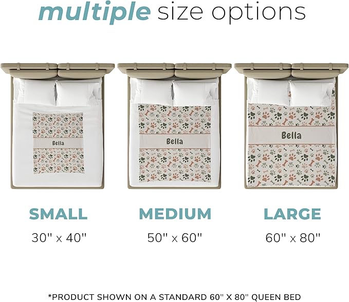 Prints Next Day – Custom 60" x 80" Sherpa Pet Lightweight Blanket Personalized with Pet Lightweight's Name - Paw Pattern - Gift for Dog Owners - Printed in America