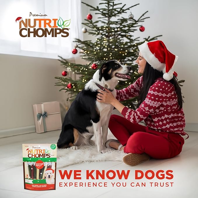 NutriChomps Dog Chews, 5 inch Sticks, Mint Flavor, 15 Count, Easy to Digest, Rawhide Free, Holiday Stocking Stuffer Treats, Christmas Gift for Dogs