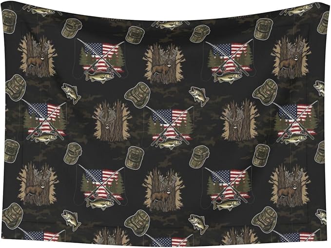 Reversible Plush Dot Pet Blanket, Hunting Deer Bass Fishing Lure Camo Camouflage American Flag Black, Ultra Soft Two Sided Throw for Dogs Cats Home Use Comfort