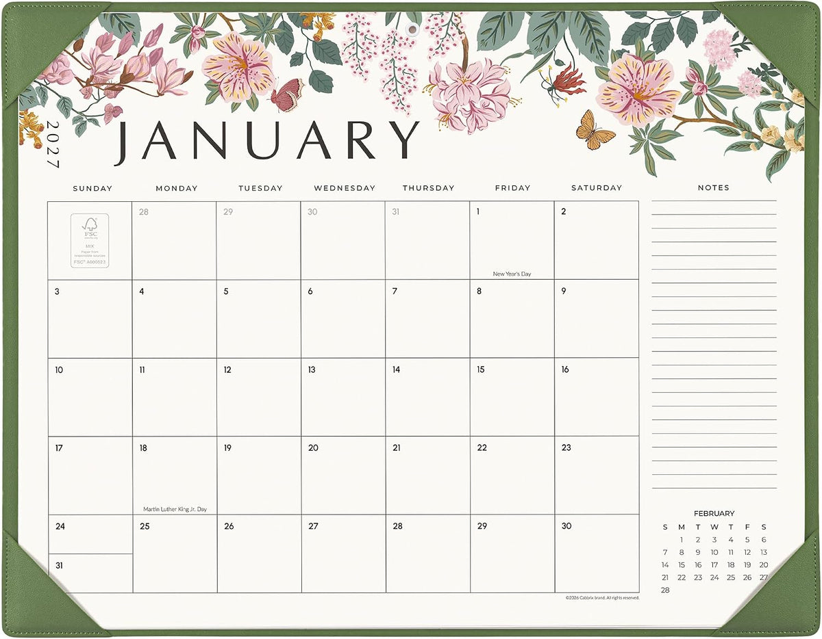 Cabbrix Desk Calendar 2027, Large Desk Pad Calendar 22 x 17" (Green)