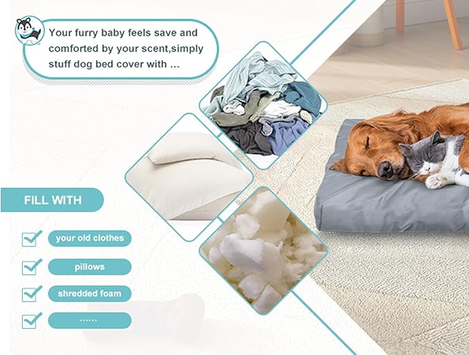 Explore Land Scratch Resistance Dog Bed Cover Canvas Washable Dog Crate Pad Replacement Cover, 40Lx27Wx4H inch, Charcoal