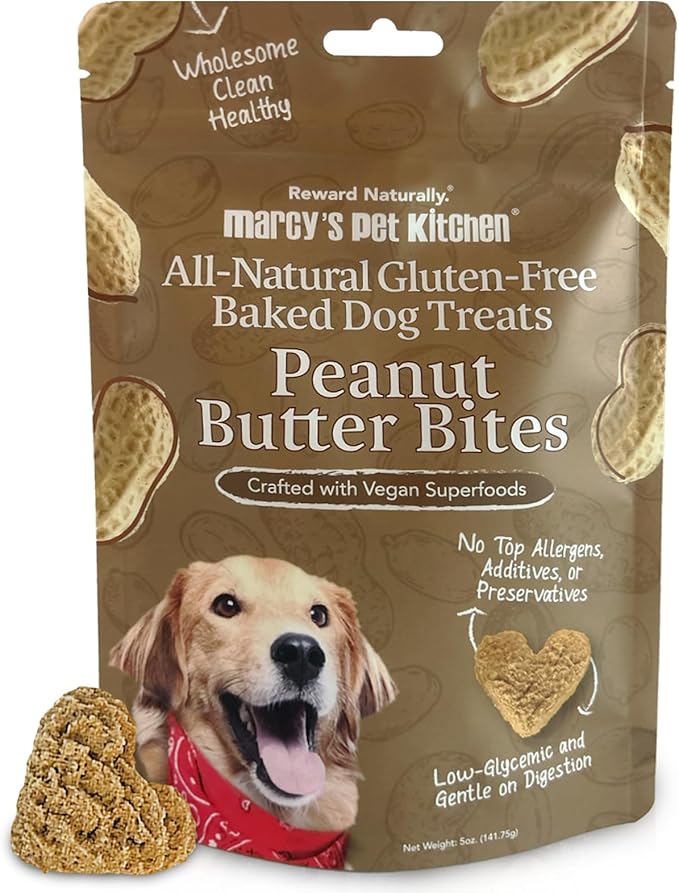 Marcy's Pet Kitchen-Diabetic- All Natural, Crunchy, Peanut Butter Dog Treats - Vet Approved- No Preservatives-Vegan, Gluten Free, Human Grade - Crunchy-Made in The USA, Healthy Peanut Butter Treats