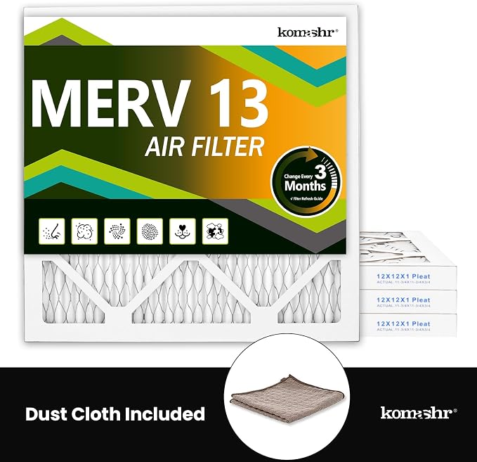 12x12x1 Air Filter MERV 13, HVAC/Furnace AC Filter Replacement, Dust