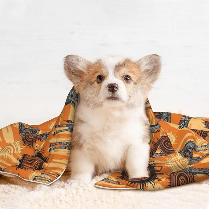 Double Sided Pet Mat for Dog Bed Topper Cat Blanket Furniture Protector, Abstract African Giraffe, Reversible Plush with Tactile Dot Pattern for Style Change
