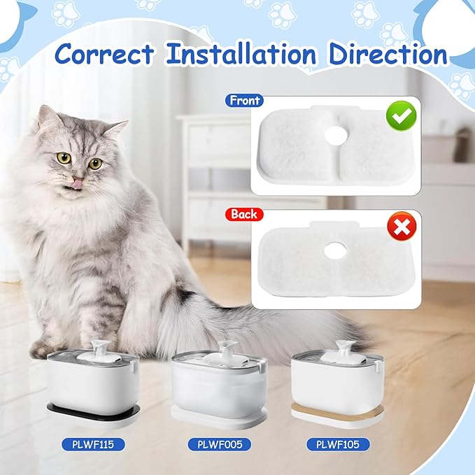 40PCS Cat Water Fountain Filters Replacement Compatible With PETLIBRO Dockstream Pet Fountain PLWF005 PLWF115 PLWF105,Replacement Filter for Ultra Quiet Pet Water Fountain