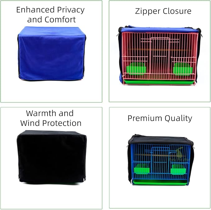 MANON ROSA Bird Cage Cover Birdcage Curtain - Enhanced Privacy Safety Comfort for Parrots Cockatiels Lovebirds Budgerigar Finch Canary Parakeet (S(15.4" L x 11.8" W x 11.8" H),Blue)
