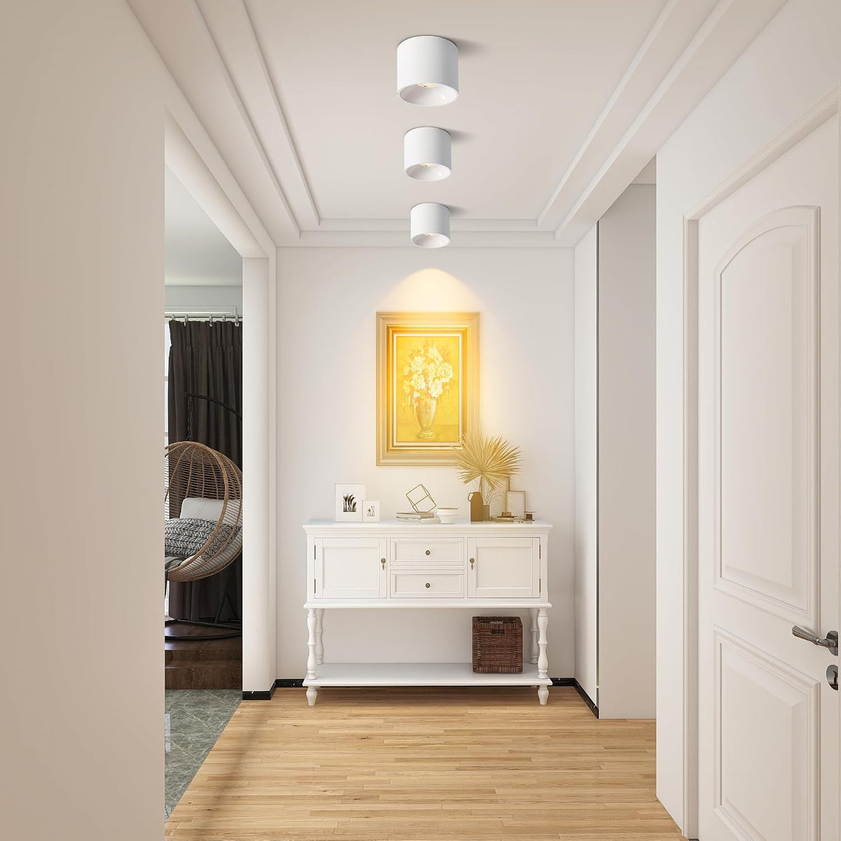 LED Flush Mount Ceiling Light Fixture, 3CCT Cylinder Ceiling Lights 4.7''