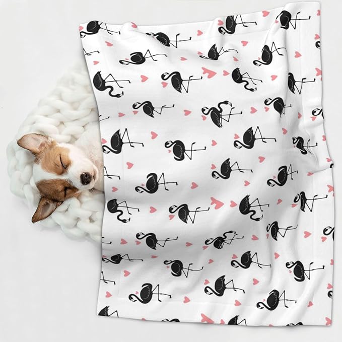 Reversible Dog Blanket for Beds Couches, Flamingo, Double Sided Cat Blanket with Textured Dot Feel and Smooth Feel for Seasonal Comfort All Year