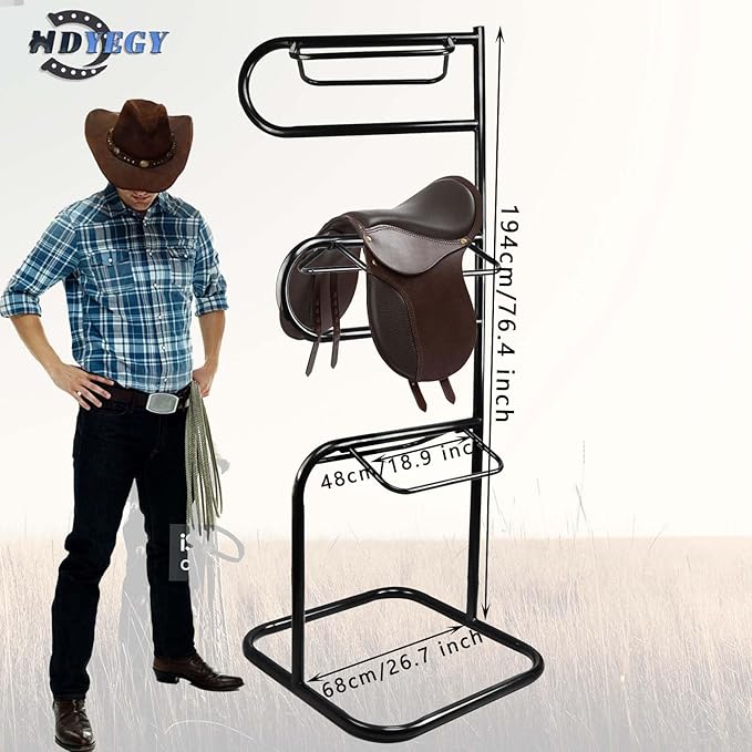 3 Tier Saddle Rack,Heavy Duty Rotatable Saddle Stand for English and Western Saddles,Horse Tack Storage for Horse Stall,Stable,Tack Room, Garage, Equestrian Shop