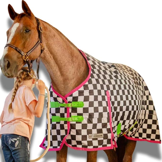 Jeffers Expression 1200 Denier Standard Neck Turnout Sheet, Skater Cowgirl, 81"- Waterproof, Breathable Horse Sheet with 0g Polyfill, No Insulation - Ideal Protection for Wind & Rain, Light Weight