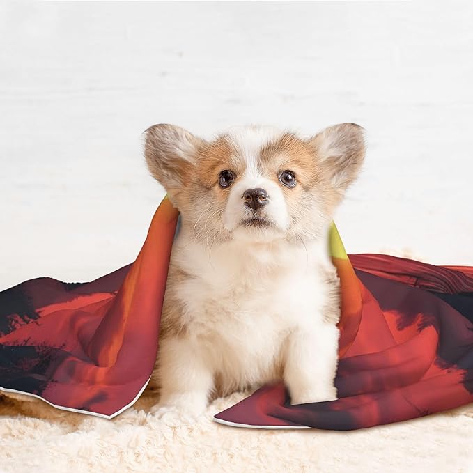 Waterproof Dog Blanket Soft Pet Blanket for Puppy Cat, Fleece Cat Throw Blankets for Furniture Bed Couch Sofa Reversible - Sunset River Western Cowboy