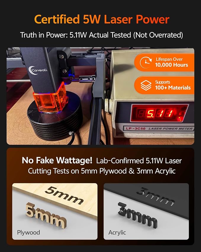 Laser Engraver, Carverall K15 Pro 5W Laser Engraving Machine