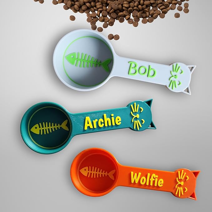 Personalized Cat Food Scoop, Cat Food Measuring Cup with Name, Kibble Scoop (14 oz - 1 3/4 cups)