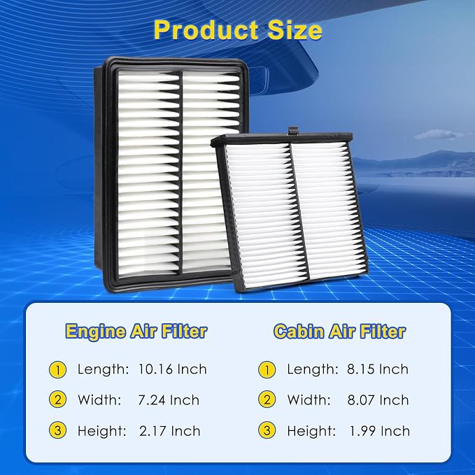 Cabin & Engine Air Filter Kit for 2019-2023 Mazda 3 2.0L, 2019-2026 Mazda3 2.5L