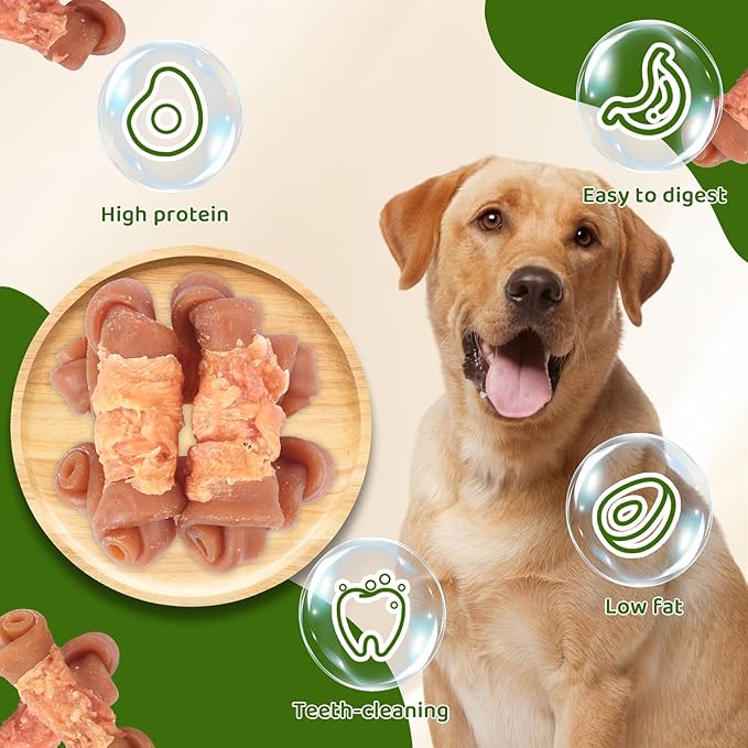 Chicken Wrapped Dog Treats with Cranberry & Peanut Butter – Natural Chewy Bone Long Lasting Snacks for Medium to Large Dogs 4.5" 227g/0.5lb