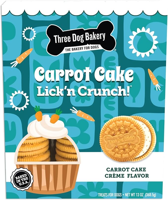 Three Dog Bakery Carrot Cake Lick'n Crunch, Crunchy Dog Treat, 13 oz