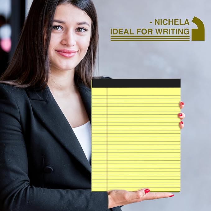 6 Pack Legal Pads 8.5" x 11" College Ruled Yellow Note Pads 8.5 x 11 Inch Micro-Perforated Notepad 300 Sheets in Total Lined Writing Paper Notebook for Office, School Supplies & To-Do Lists