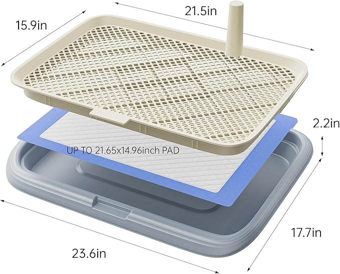 Dog Potty Tray, 23.6"x17.68" Indoor Pet Pee Pad Holder,Puppy Training Holder,Bathroom Dog Litter Box, Pet Toilet for Small and Medium Dogs,Housebreaking Supplies, Pet Products(Black)