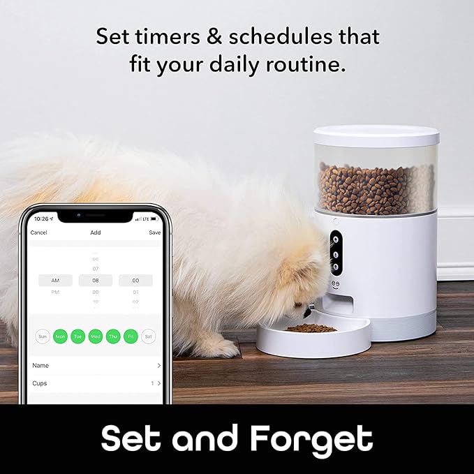 Geeni Smart Feeder, 4 Liter Automatic Pet Dog and Cat Feeder, Wi-Fi Control Compatible with Alexa and Google Home