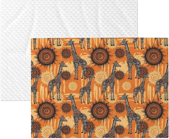 Double Sided Pet Mat for Dog Bed Topper Cat Blanket Furniture Protector, Abstract African Giraffe, Reversible Plush with Tactile Dot Pattern for Style Change