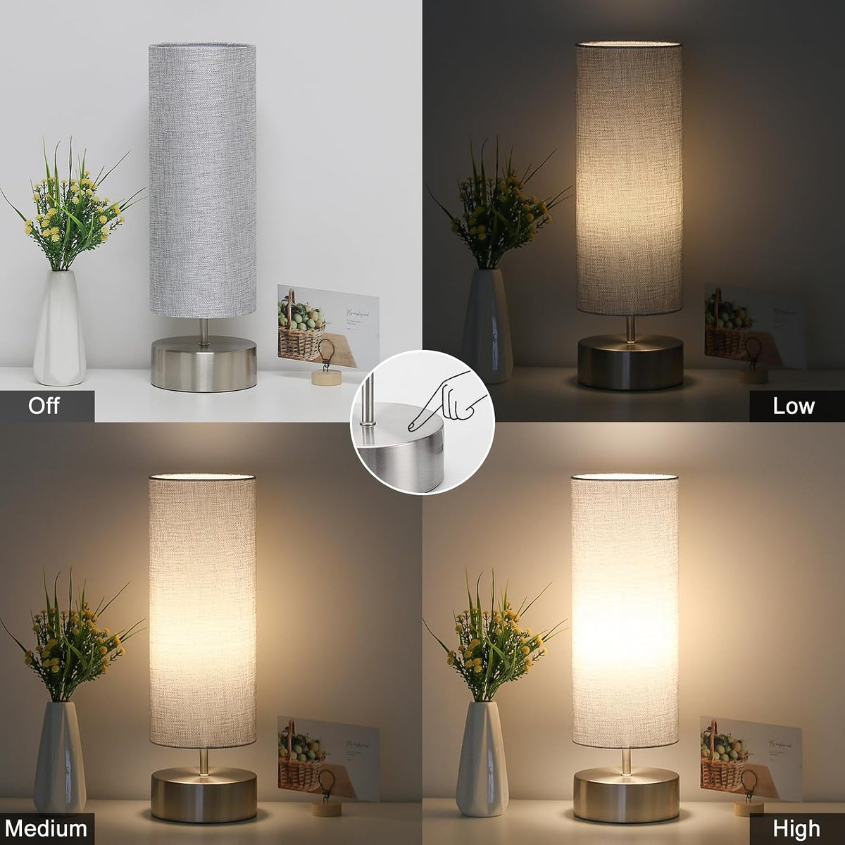 Bedside Touch Lamp, 3 Way Touch Control Table Lamp, Modern Nightstand Lamp
