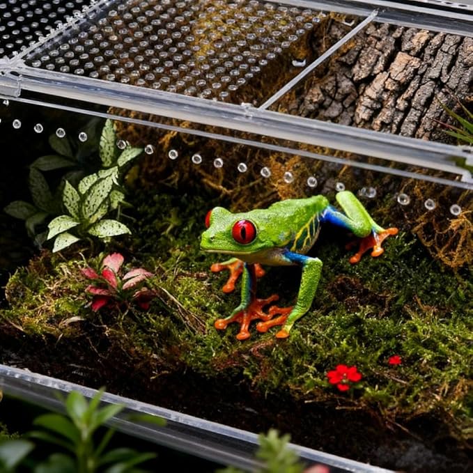 20x15x10cm Reptile Terrarium,Small Plastic Terrarium for Lizards Frogs Snakes,Transparent Spider Scorpion Insect Enclosure with Ventilation,for Pet Breeding Molting and Isolation Habitat