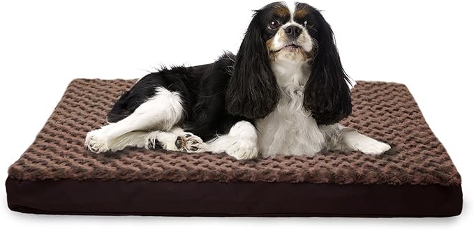 Furhaven Memory Foam Dog Bed for Large/Medium Dogs w/ Removable Washable Cover, For Dogs Up to 55 lbs - Ultra Plush Faux Fur & Suede Mattress - Gray, Large