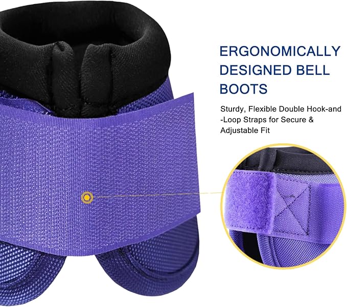 Equine Ballistic Overreach Bell Boots - No-Turn Boots for Horses, Horse Hoof Protection (Sold in Pairs) Purple Large