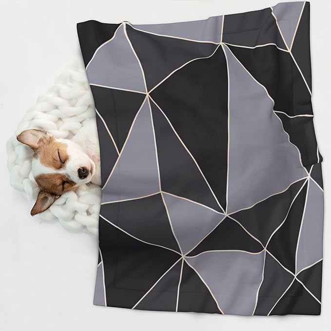 Black Grey Throw Blanket - Striped Blanket for Dog Cat Pet Blankets 23x16 for Couch Sofa Bed