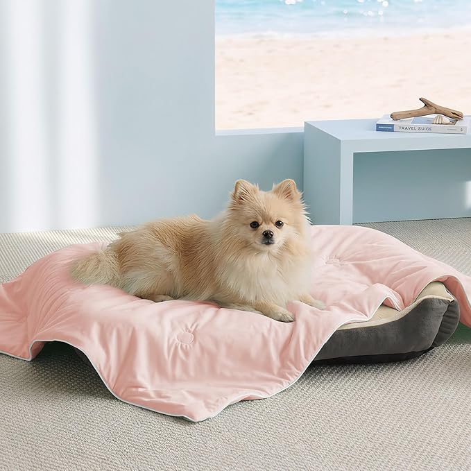 Soulbond Cooling Blanket for Medium Dogs - Q-MAX>0.45, Washable Cool Pet Cats Throw Blanket for Hot Weather, Self-Cooling Soft Dog Mat for Bed Crates Couch Sofa Cars(29"x40", Pink)