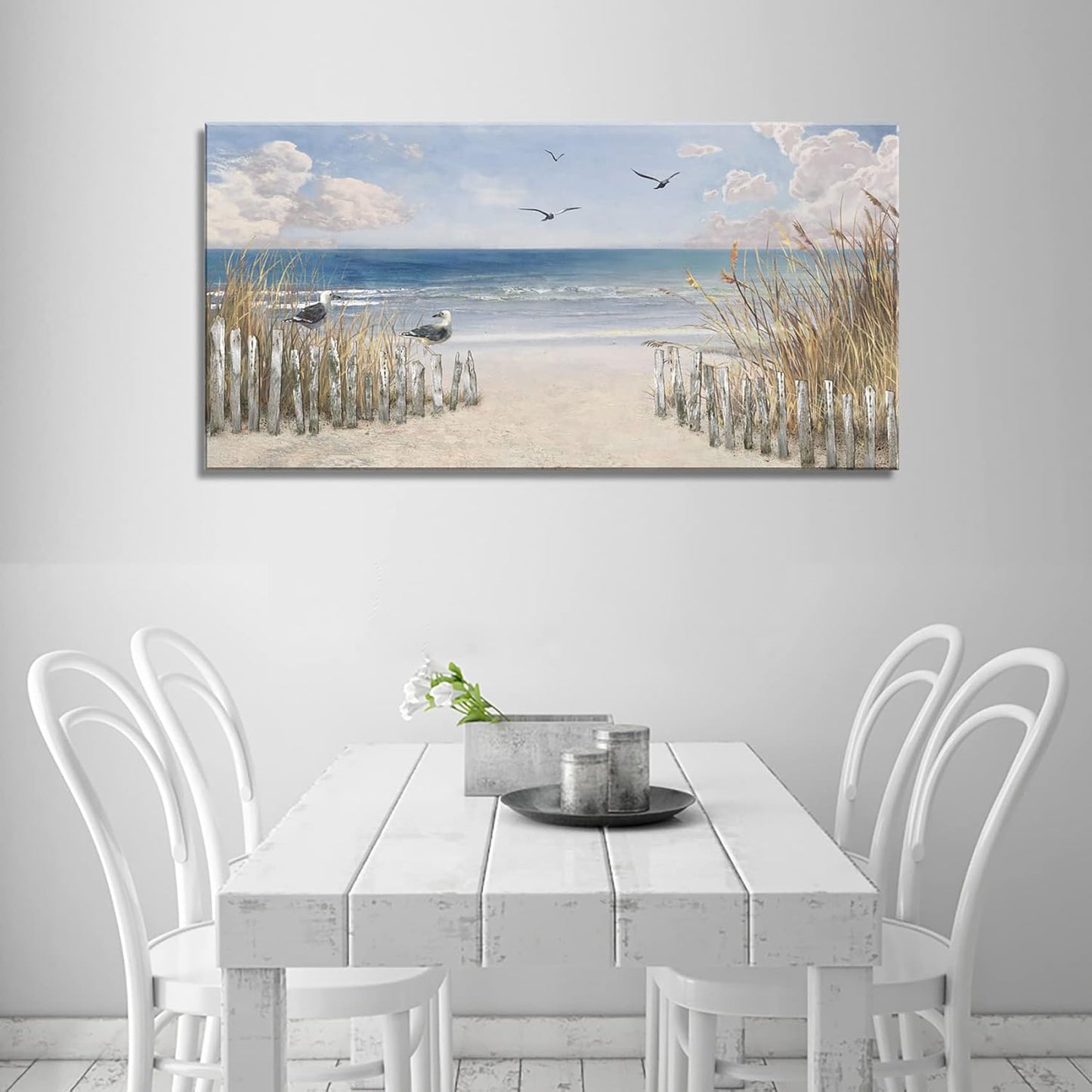 XXMWallArt FC3775 Sandy Beach Wall Art Canvas Print Wall Art Seascape Blue Print Home Decor Abstract Coastal Picture Modern Ocean Artwork for Living Room Bedroom Bathroom Office Decor
