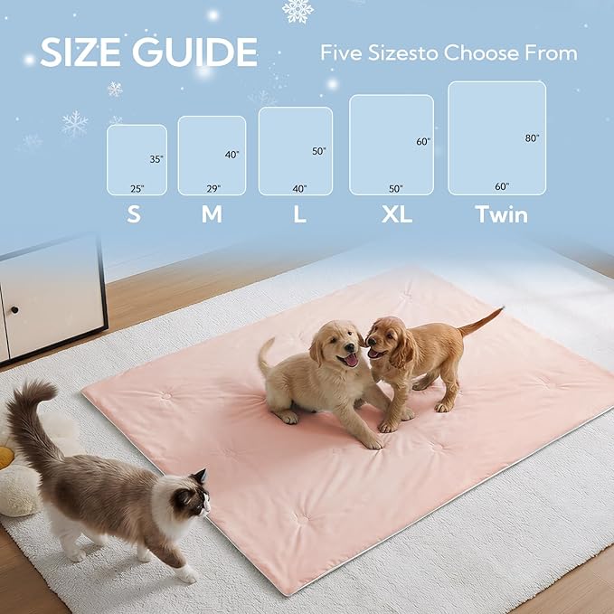 Soulbond Cooling Blanket for Medium Dogs - Q-MAX>0.45, Washable Cool Pet Cats Throw Blanket for Hot Weather, Self-Cooling Soft Dog Mat for Bed Crates Couch Sofa Cars(29"x40", Pink)