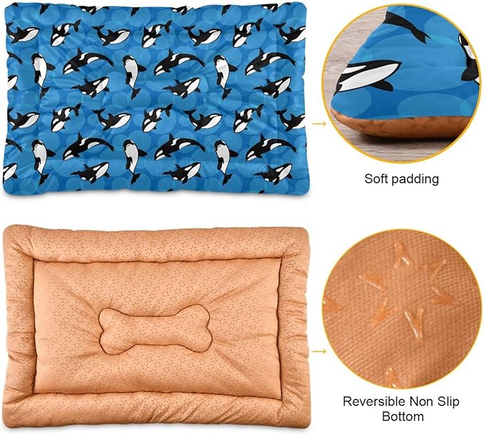 Pet Bed Orca Killer Whale Dog Bed Mat Absorbing Non Slip Pad Pet Sleeping Mat for Small, Medium, and Large Dogs Puppy Cat 36 in x 24 in