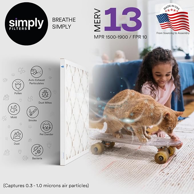 Simply 18x24x1 Air Filter, MERV 13, 4 Pack,