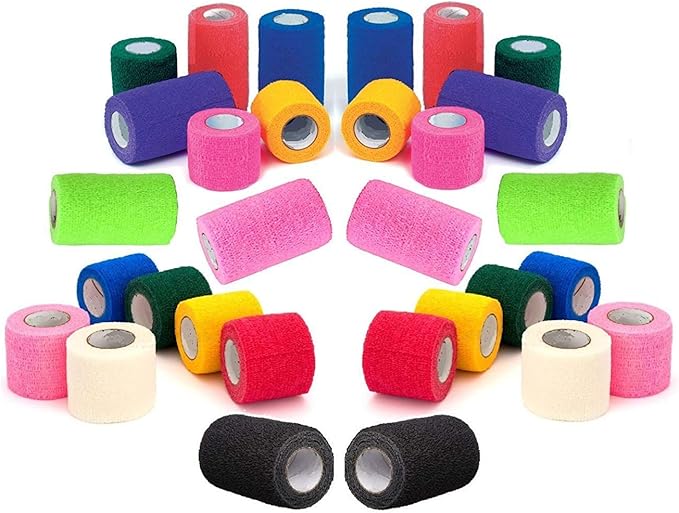 3 Inch Vet Wrap Tape Bulk (Yellow) (Pack of 6) Self Adhesive Adherent Adhering Flex Bandage Grip Roll for Dog Cat Pet Horse