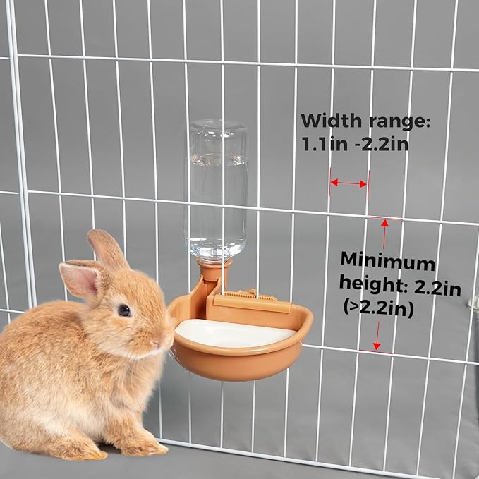 VANNON 16oz Pet Water Bottle, Gravity Dog Water Bowl Dispenser for Cage, Anti-Overflow Water Dispenser for Small Dogs, Cats, Rabbits and Other Small Animals, BPA Free, Orange