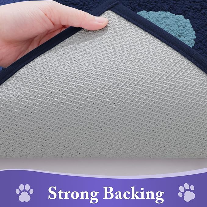 Buganda Dog Door Mat for Muddy Paws, Absorbent Dirt Trapper Non Slip Indoor Doormats, Washable Low-Profile Mat for Mud Dogs, Entryway Carpet for Inside Floor (36x24 Inches, Dark Blue)