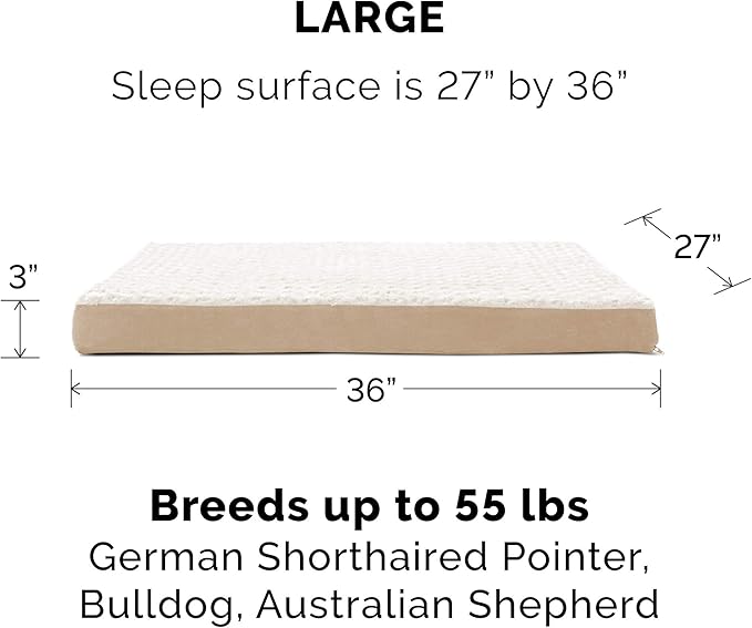 Furhaven Orthopedic Dog Bed for Large/Medium Dogs w/ Removable Washable Cover, For Dogs Up to 55 lbs - Ultra Plush Faux Fur & Suede Mattress - Cream, Large
