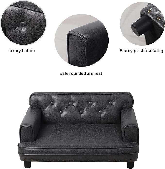 Dog Bed,Cat Bed,Dog Couch,Cat Couch,Puppy Bed,Pet Sofa,Pet Couch,Pet Bed for Cats, Wooden Frame and Suede Fabric,for Small Breeds Using (Grey)