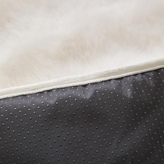 Calming Dog Bed Mat, Fluffy Fuzzy Couch Cover for Sofa, Winter Thickened Pet Mat with Anti-Slip Bottom Warm Soft Cushion Washable Pet Bed for Small Dogs and Cats (White, 90x90cm/35.4x35.4in)