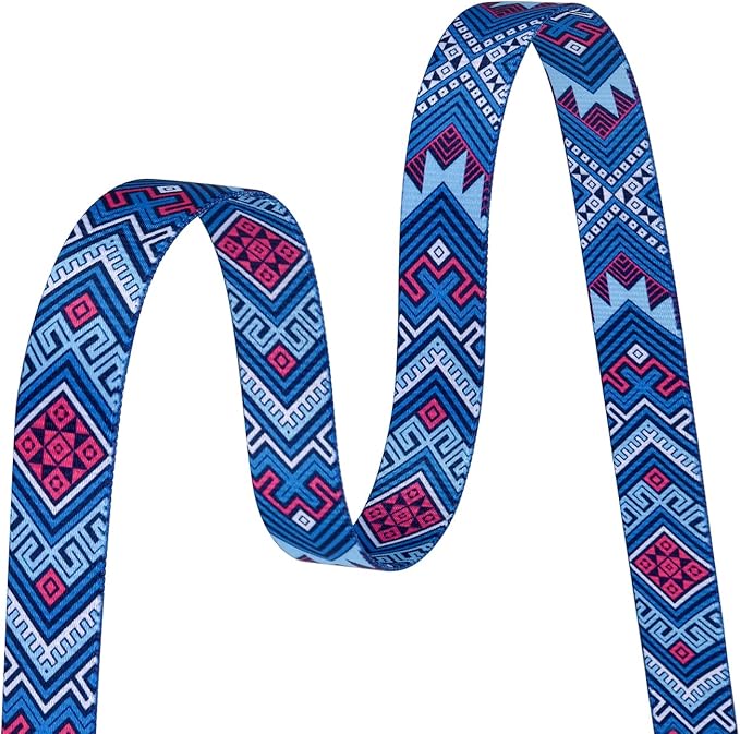 Dog Collar with Bohemia Floral Tribal Geometric Patterns - Soft Ethnic Style Collar Adjustable for Small Medium Large Dogs(Blue Ethnic Style,S)